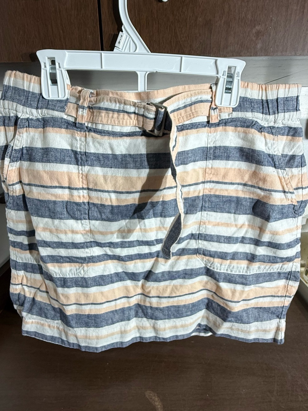 Banana Republic Navy, Peach & White Striped Skirt